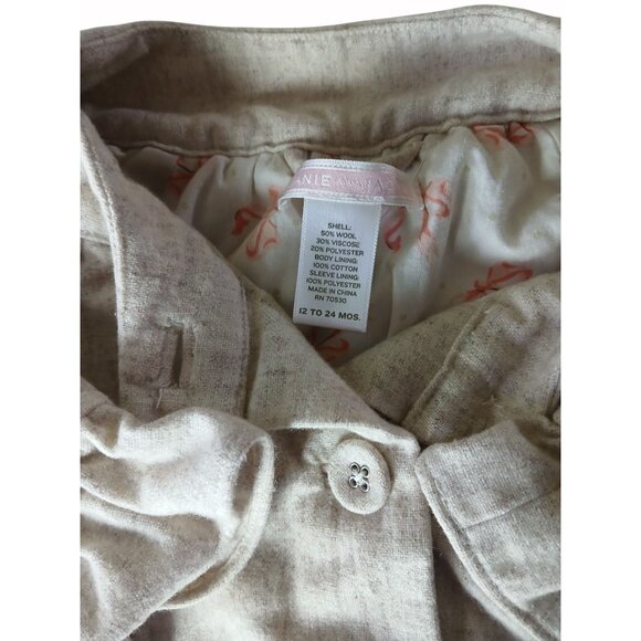 Janie and Jack Wool Blend  Lined Jacket Ruffle Hem 12 24 Mo Wool Viscose Blend - Picture 10 of 12